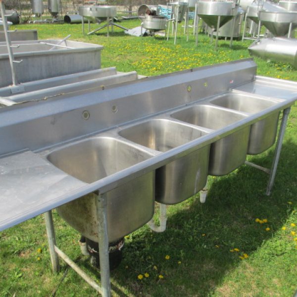 ALL S/S 4 COMPARTMENT SINK WITH DUAL 16” WIDE DRAIN BOARDS
